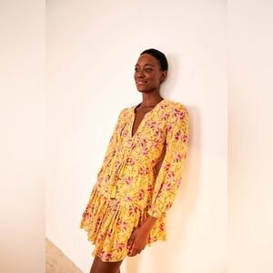 Farm Rio Banana Sunshine Mini Dress in Multi Color- Size Medium